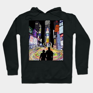 silhouette of parents in times square Hoodie